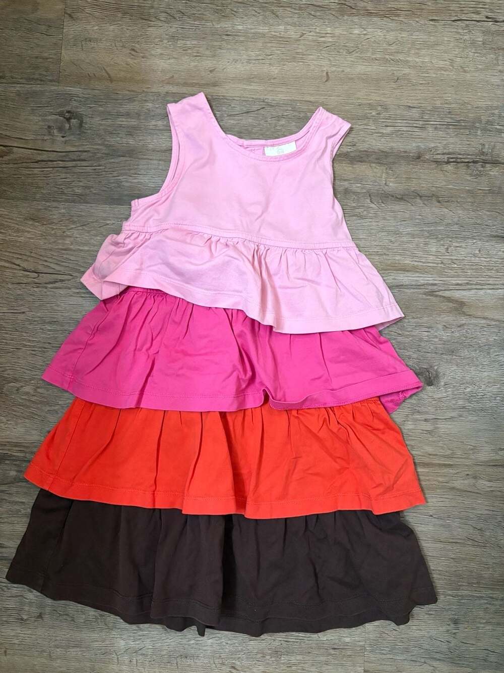 Hanna Andersson Girls Size 110 Color Block Sleeveless Tiered Twirl Dress